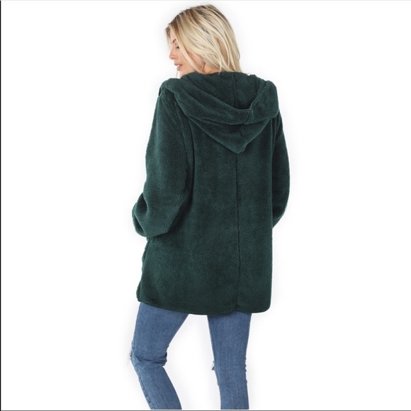 New! Cozy, warm, Sherpa hooded - Picture 3 of 5